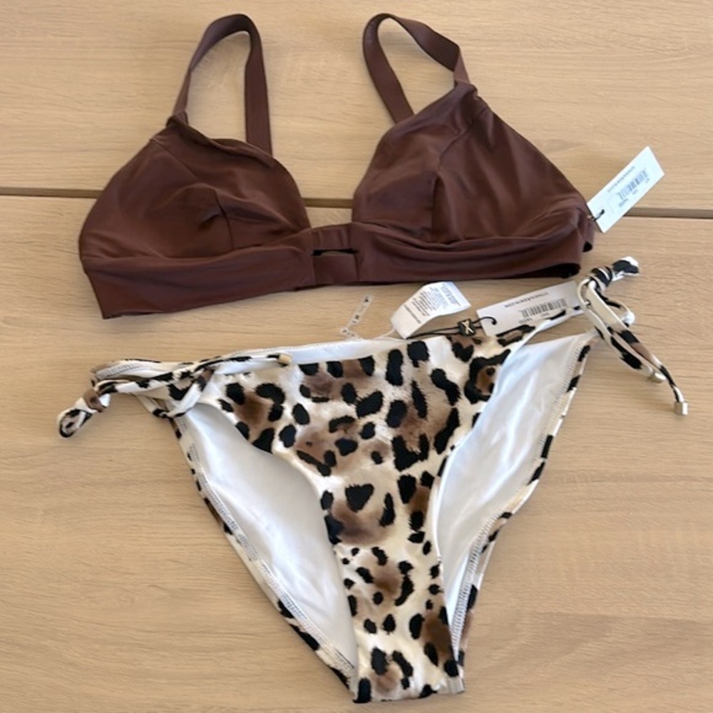 NWT Vitamin A Side Tie Leopard Bikini Set